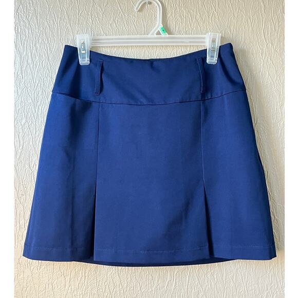 Golftini Women's Golf Tennis Athleisure Pleated Mini Skort Shorts Navy Blue 2 - Picture 1 of 12